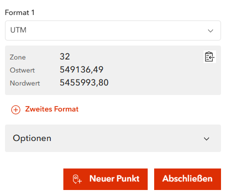 Bearbeitungsmodus mit Formatanzeige und Aktionsknöpfen