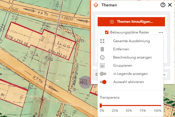 Verändern der Transparenz eines Kartenthemas
