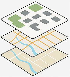 Schematische Darstellung von Kartenthemen