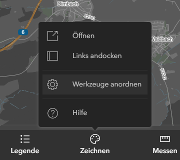 Langer Klick auf ein Werkzeug in der Werkzeugleiste